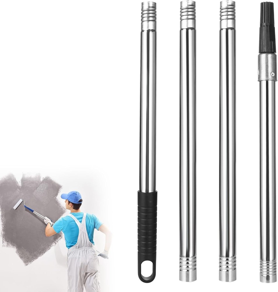 Extension Pole 1.3-4.8 ft Long Paint Roller Telescopic Extendable Silver