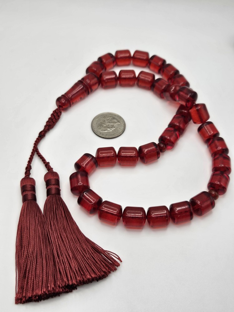 Vintage Red Translucent Lucite Plastic Worry Prayer Beads