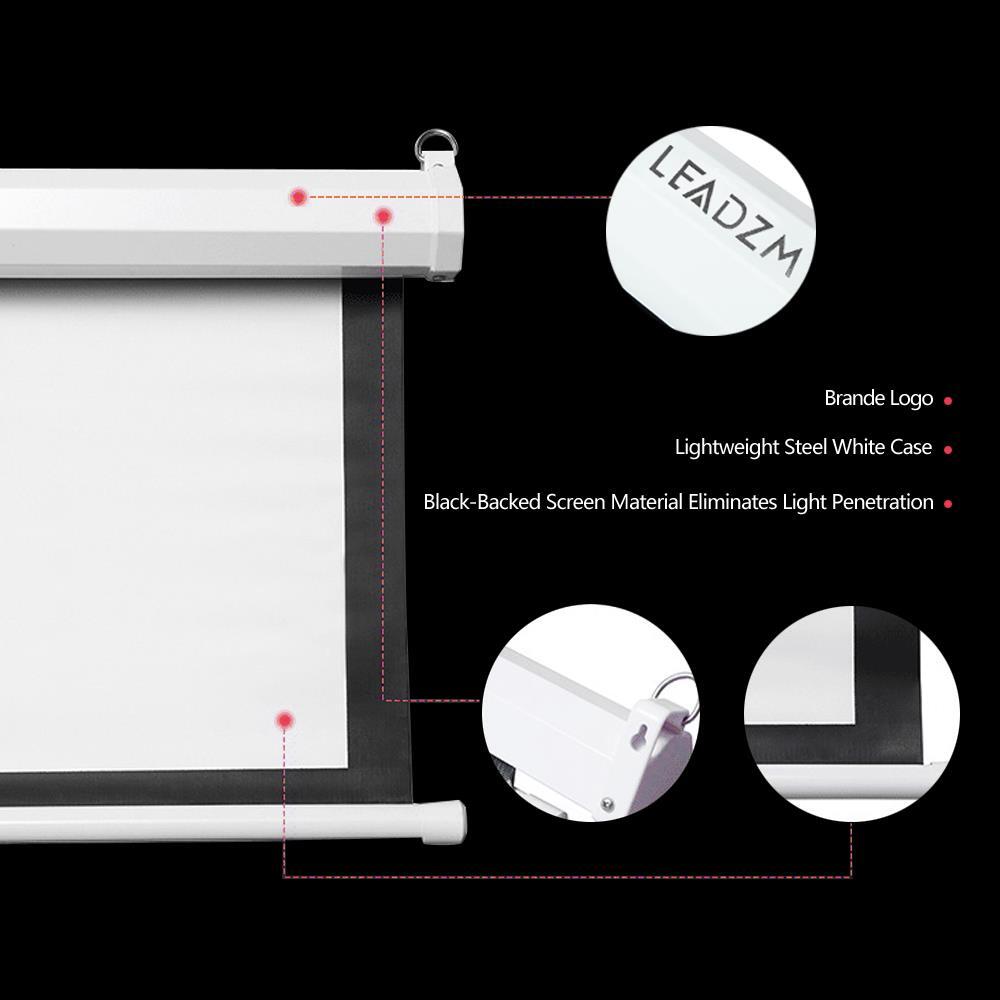 92" 16:9 Electric 80" x 45" Motorized Projector Screen with Remote Control White