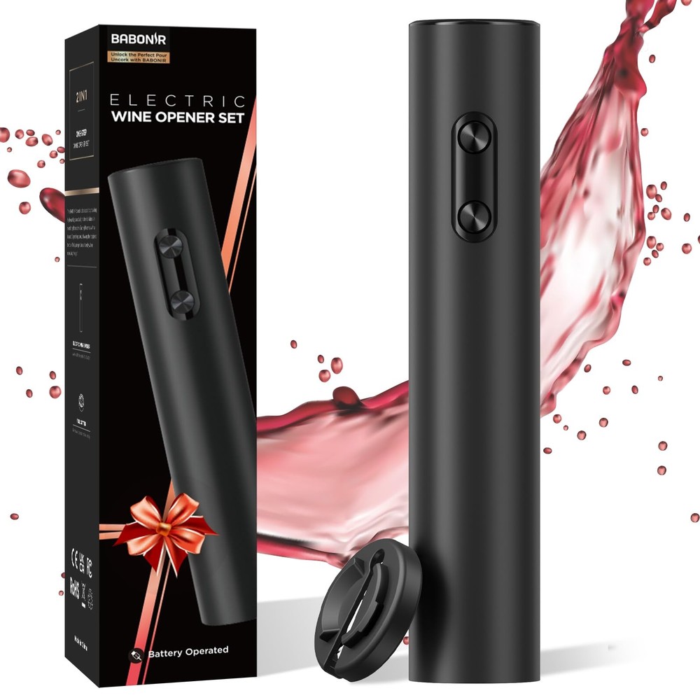 BABONIR Electric Wine Opener, Automatic Corkscrew Compact Black