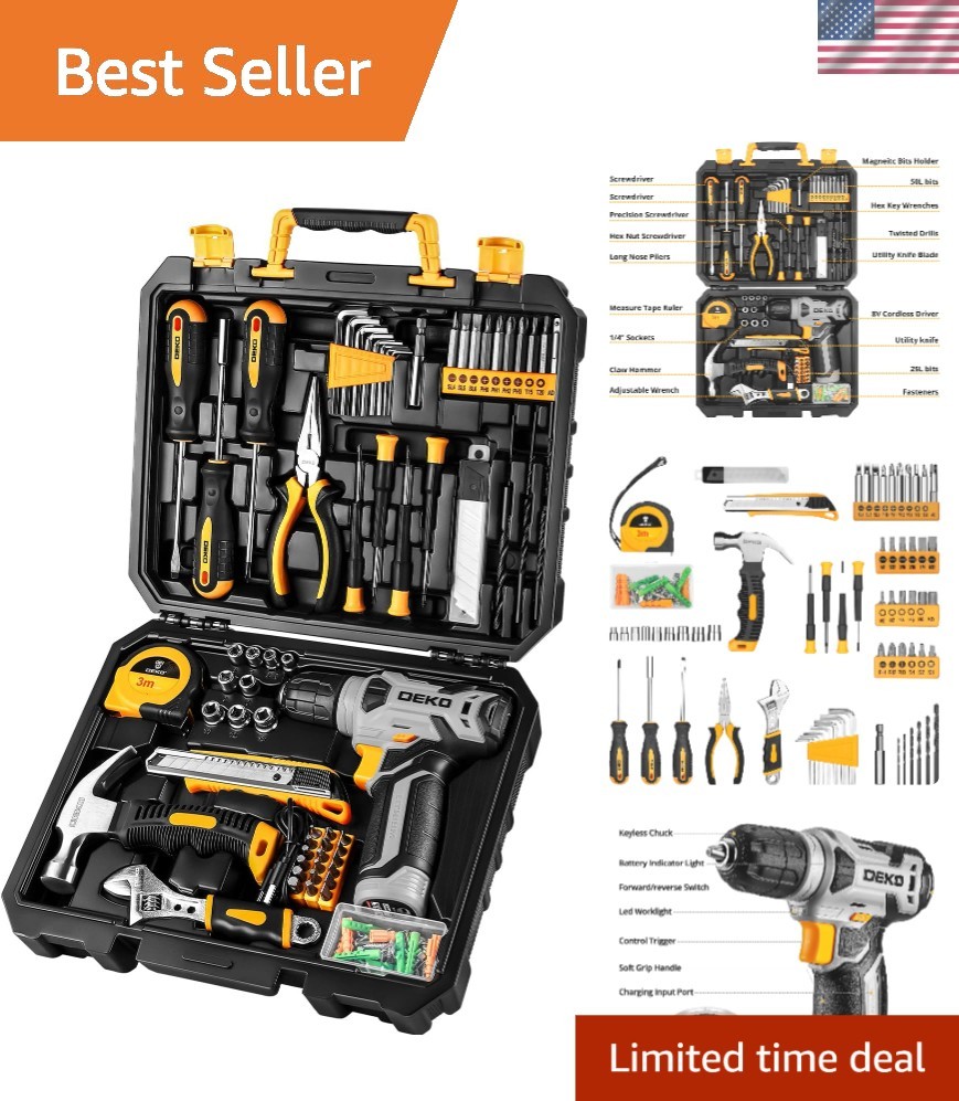 Complete 126-Piece DIY Tool Kit with Cordless Drill - Perfect for Home Projects