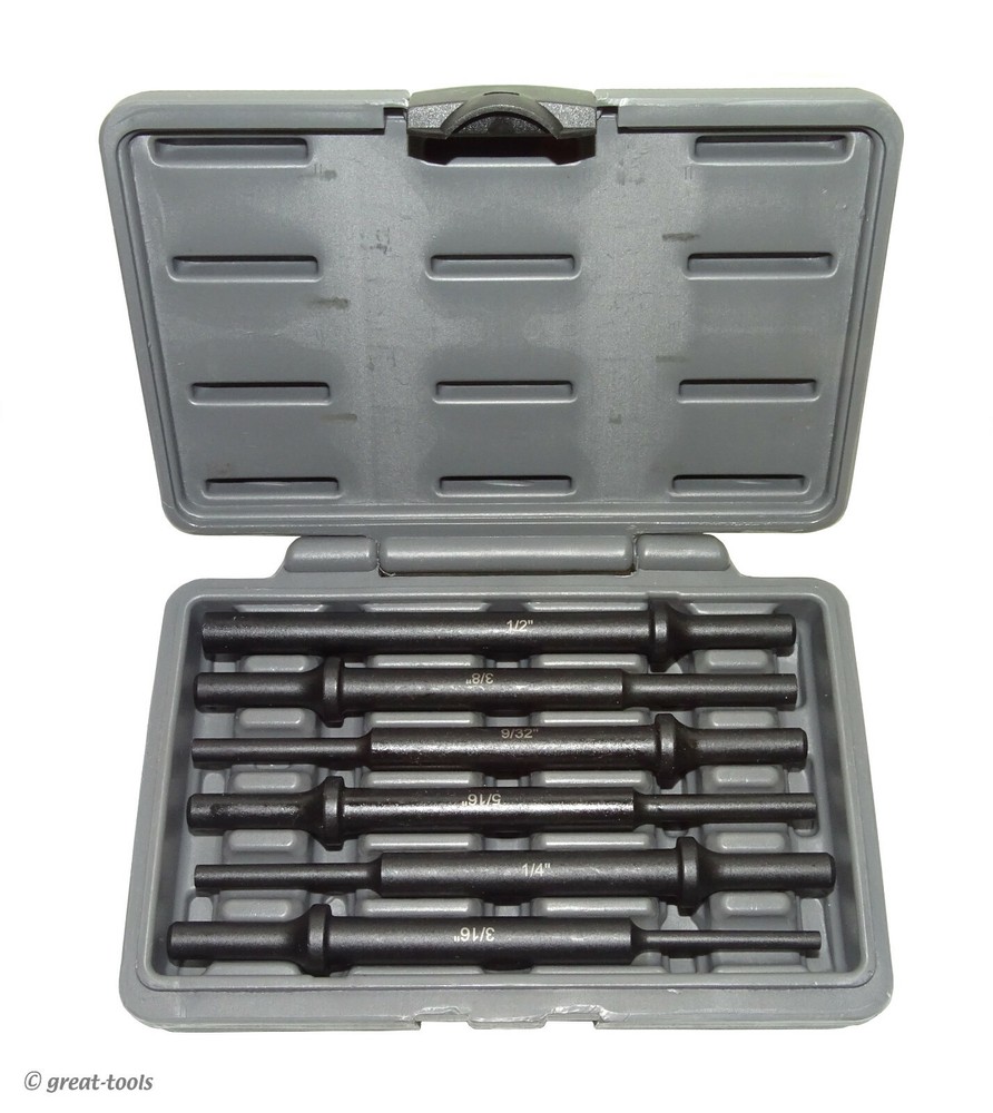 DRIFT SET – extra long for use with an air hammer – pneumatic tool – 6-pc punch