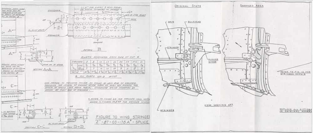 P-40 Curtiss Warhawk Tomhawk Aircraft Engineering Plan Blueprints 1940's RARE