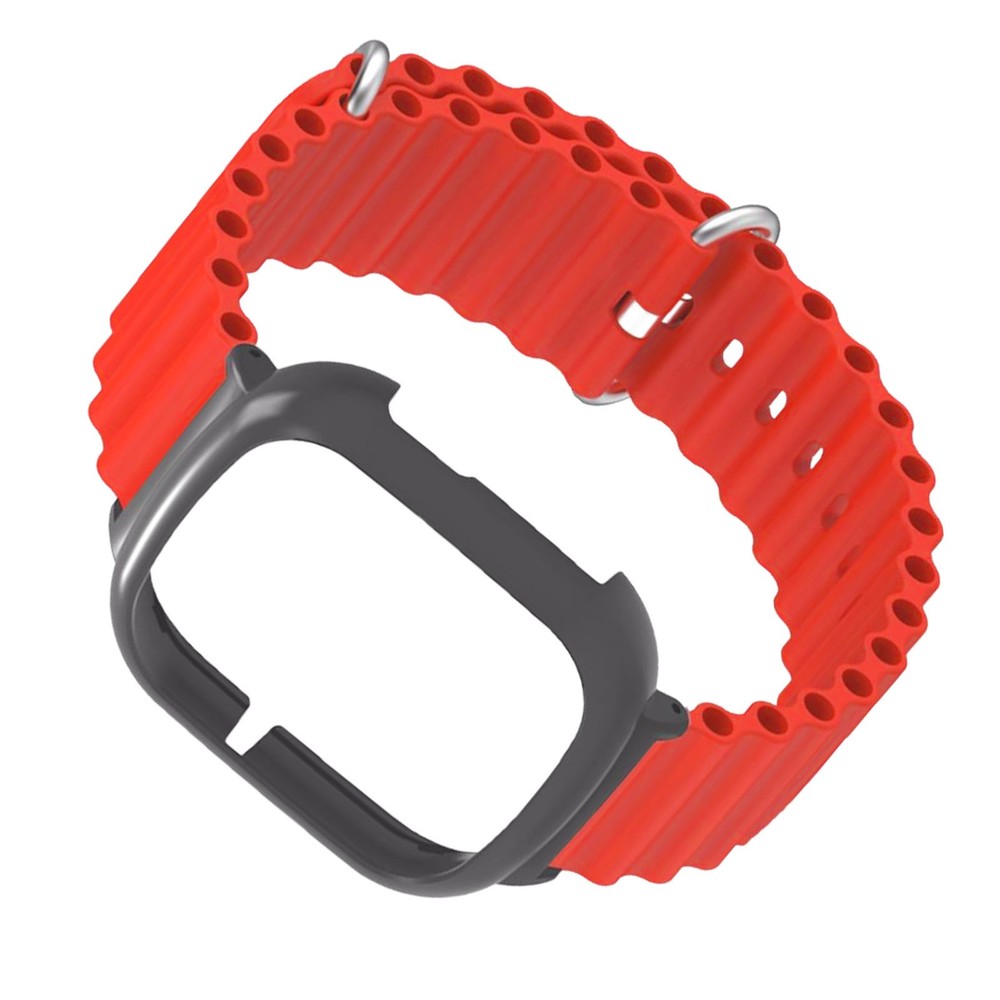 Silicone Watch Band With Case Replacement For Honor 4 Adjustable Strap (Red )