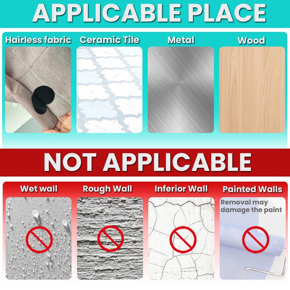 Heavy Duty Hook and Loop Strips with High Adhesive, and Square Circle, Strong...