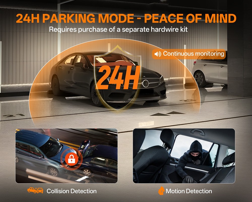 Dash Camera 4K Front & Rear & Inside Motion Detection Dash Cam Built-In WiFi GPS