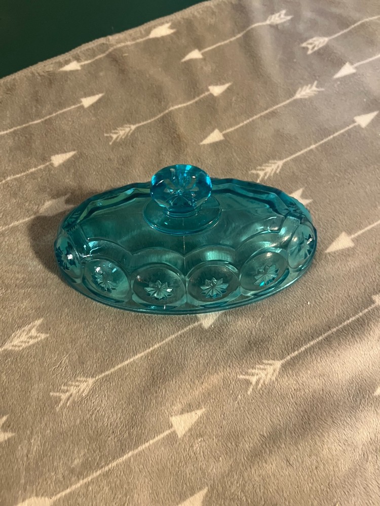 L.E. Smith Moon & Stars Butter DIsh, Blue!