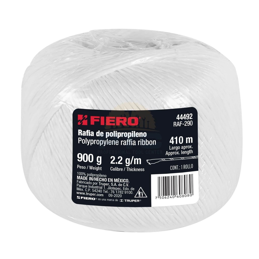Fiero RAF-290 410 m white raffia roll caliber 2.2 g/m