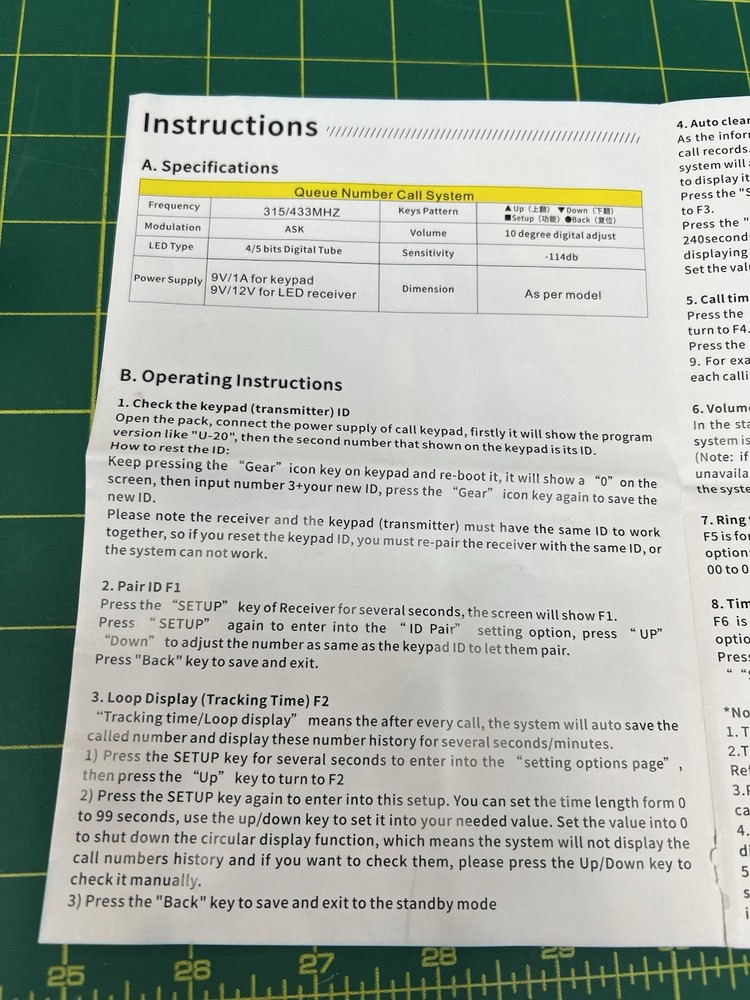 Queue Calling System 4-Digit Wireless Display w/ Keypad Restaurant Pager