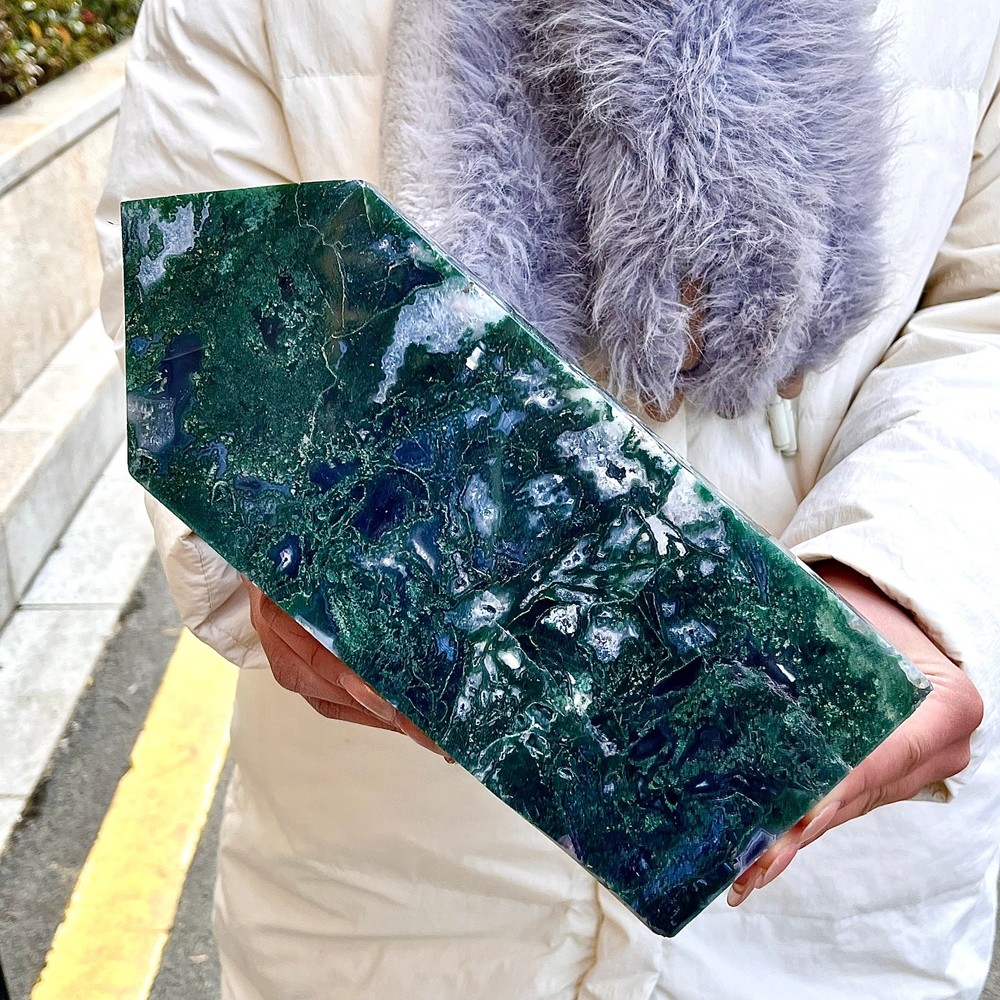 4.71LB Water grass agate wide column obelisk sample column