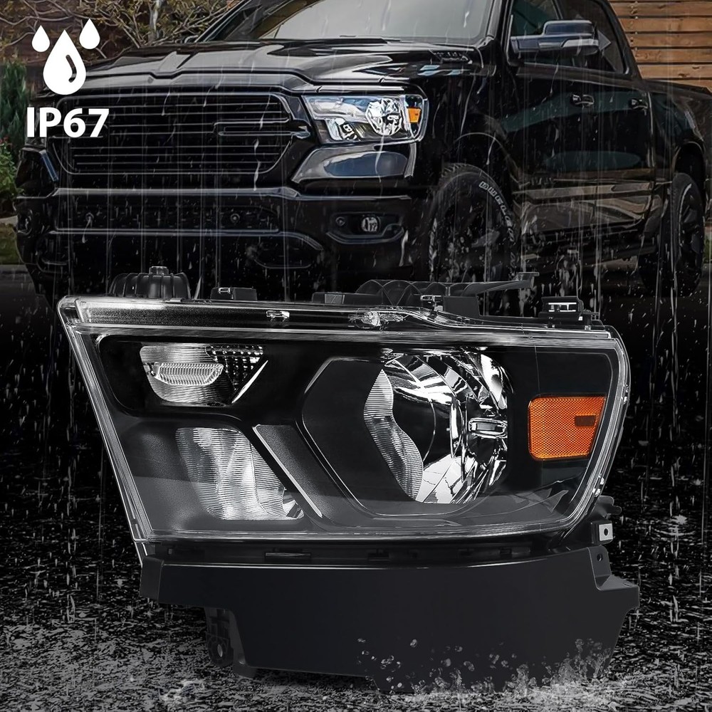 Halogen Headlights Assembly Compatible with Dodge Ram 1500 2019-2022 Replacement