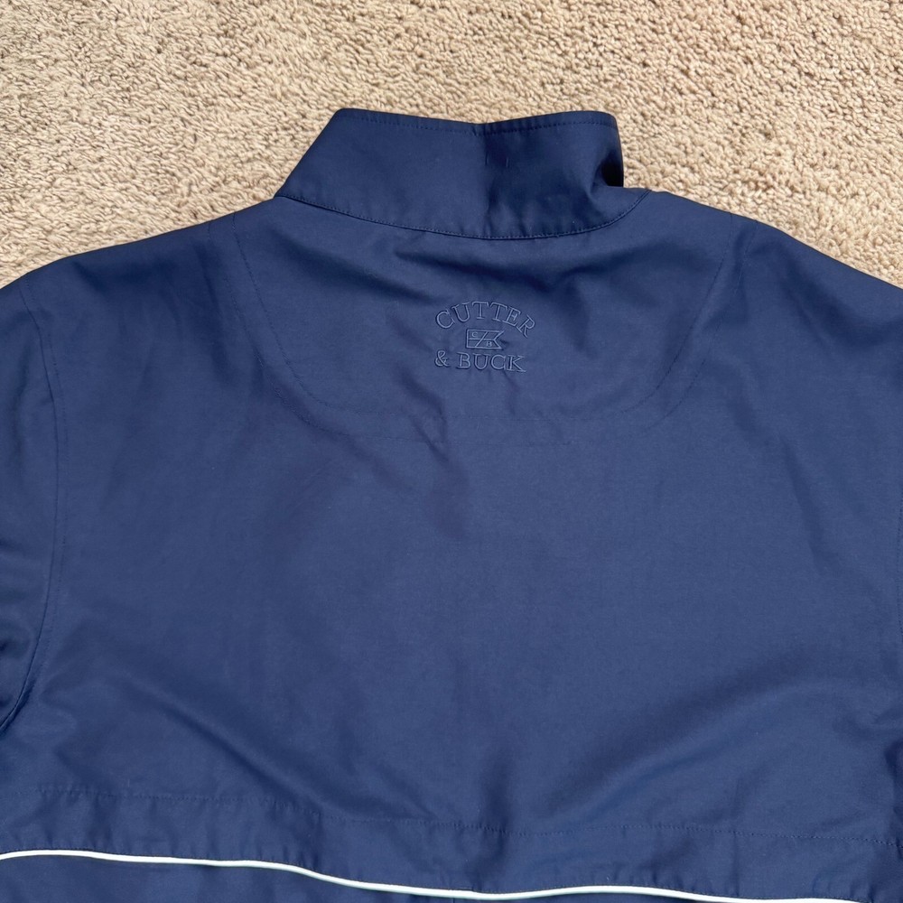 Cutter & Buck WindTec Golf Pullover Mens L Navy S/S Jacket GCA 100 Sleece Patch