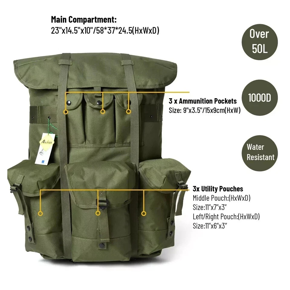 Military ALICE Pack Large Rucksack Backpack Army Tactical Bug Out Gear Frame