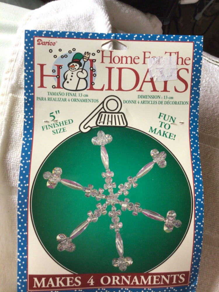 Darice Wire and Bead Snowflake Kit makes four 5" ornaments Home for Holidays