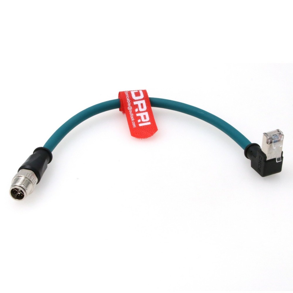 M12 X-Code 8pin to 90 Degree Angle Down RJ45 Cat6 Cable for Machine Vision