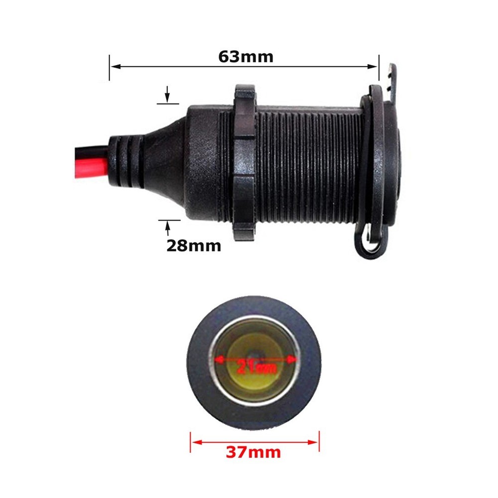 O46C Waterproof Car Socket Cigarette Lighter Cable Fuse 12V / 24V, 3M