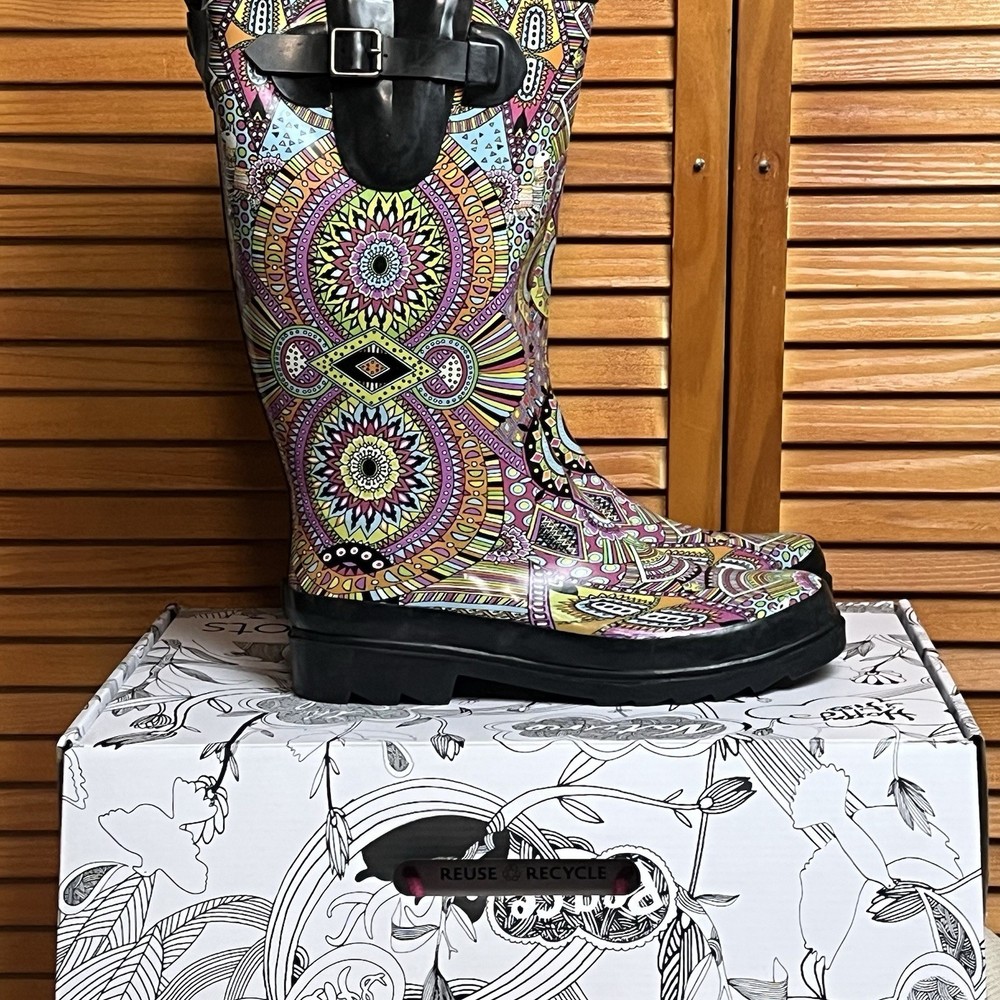 Sakroots Women's Multicolor Mandala Rain Boots Size 9