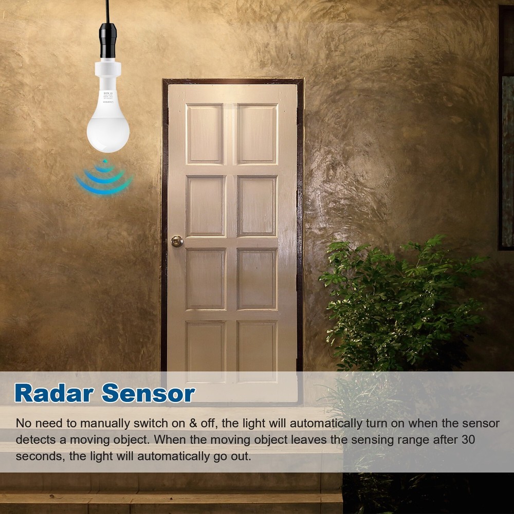 2Pack E27/E26 Radar Motion Light Holder Detector Base Lamp Switch Bulb Socket