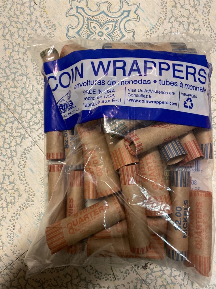 Assorted Pre-Formed Coin Wrappers 36 Pieces BB3