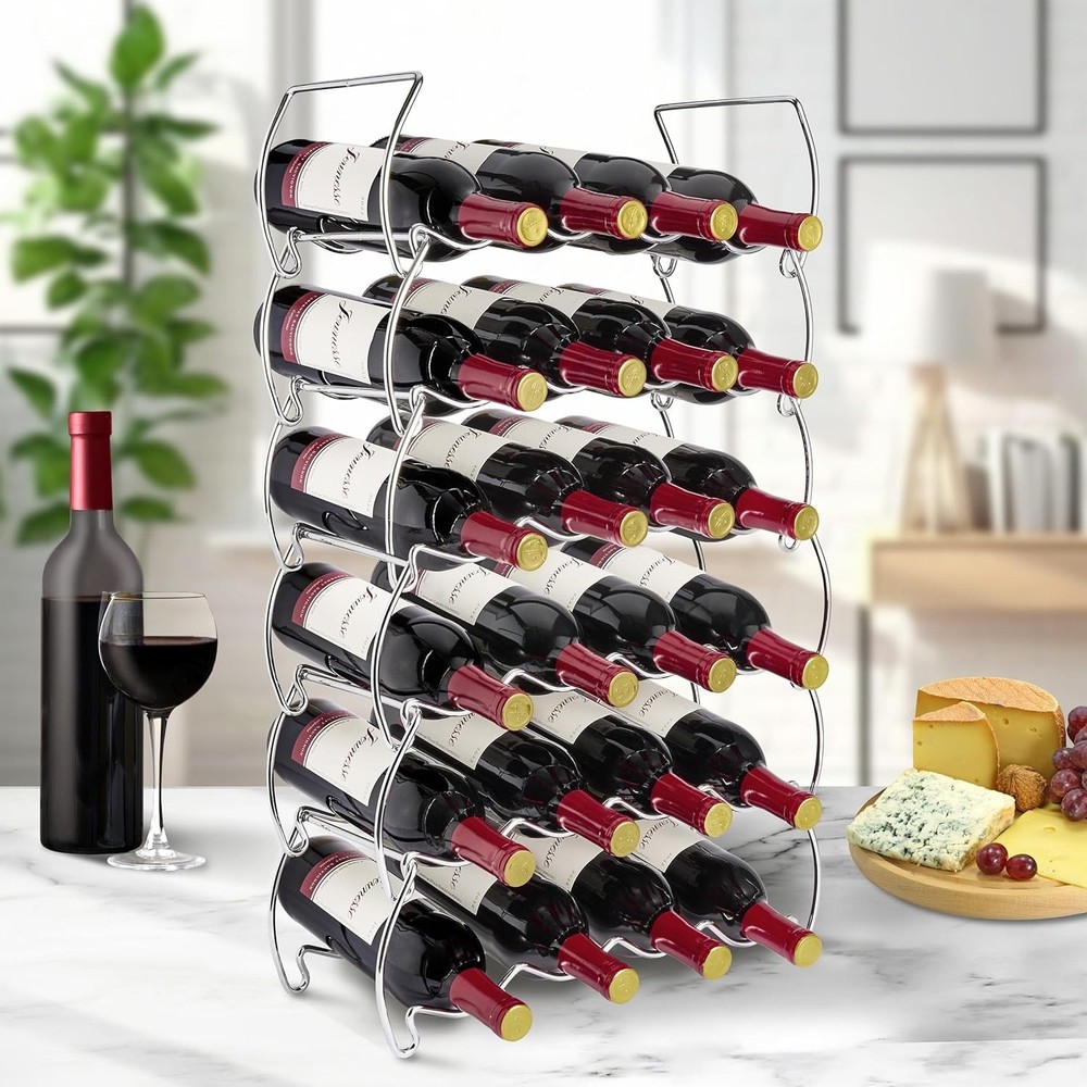 Metal Wine Racks Countertop - 3 Tier Stackable Wine Rack - Bottle Rack Holds ...