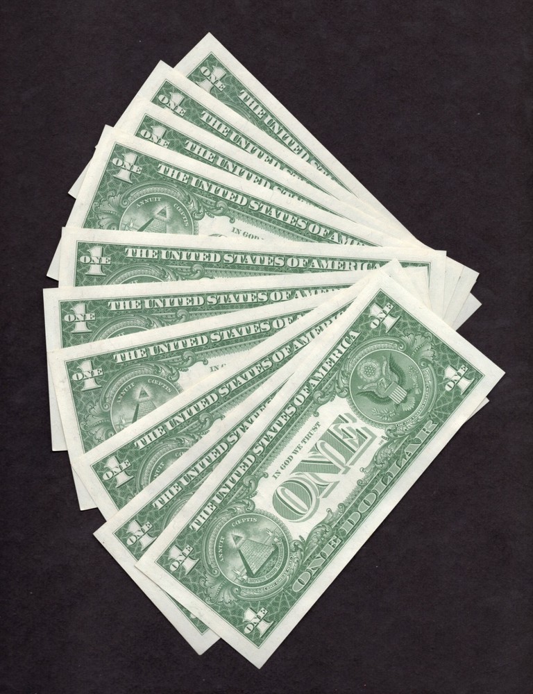 1957 $1 Silver Certificate (10) Consecutive Notes - Uncirculated