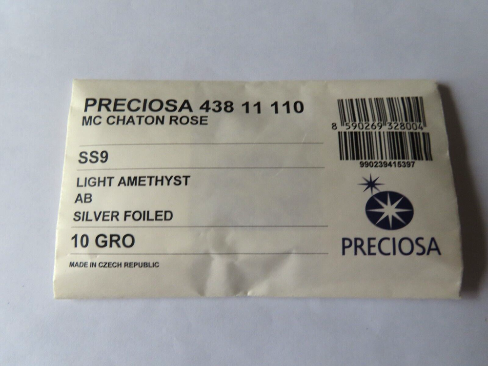 Full pack 1440 Preciosa Flatbacks in 9ss Lt. Amethyst AB/foiled.