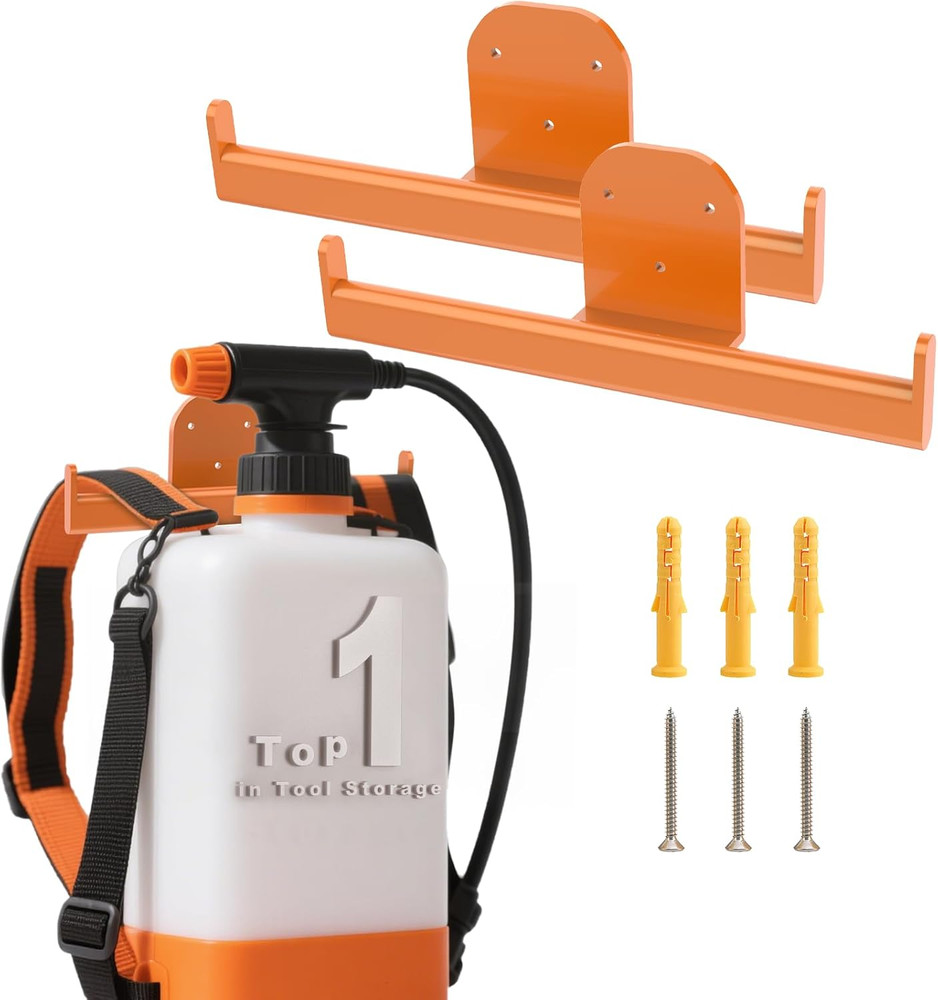 Backpack Leaf Blower and Sprayer Wall Mount, 2-Pack Garage Storage Solution