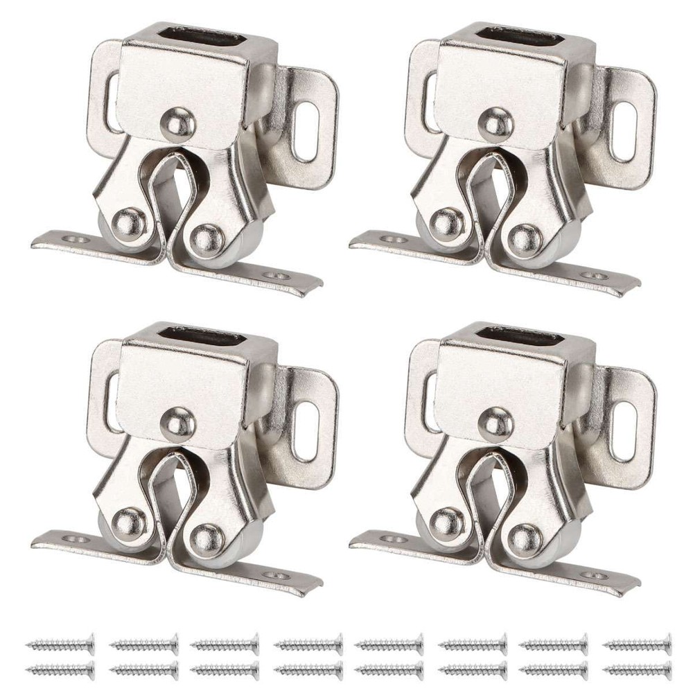 4 Set Cupboard Closet Cabinet Door Double Ball Roller Catch Latch Cold Rolled
