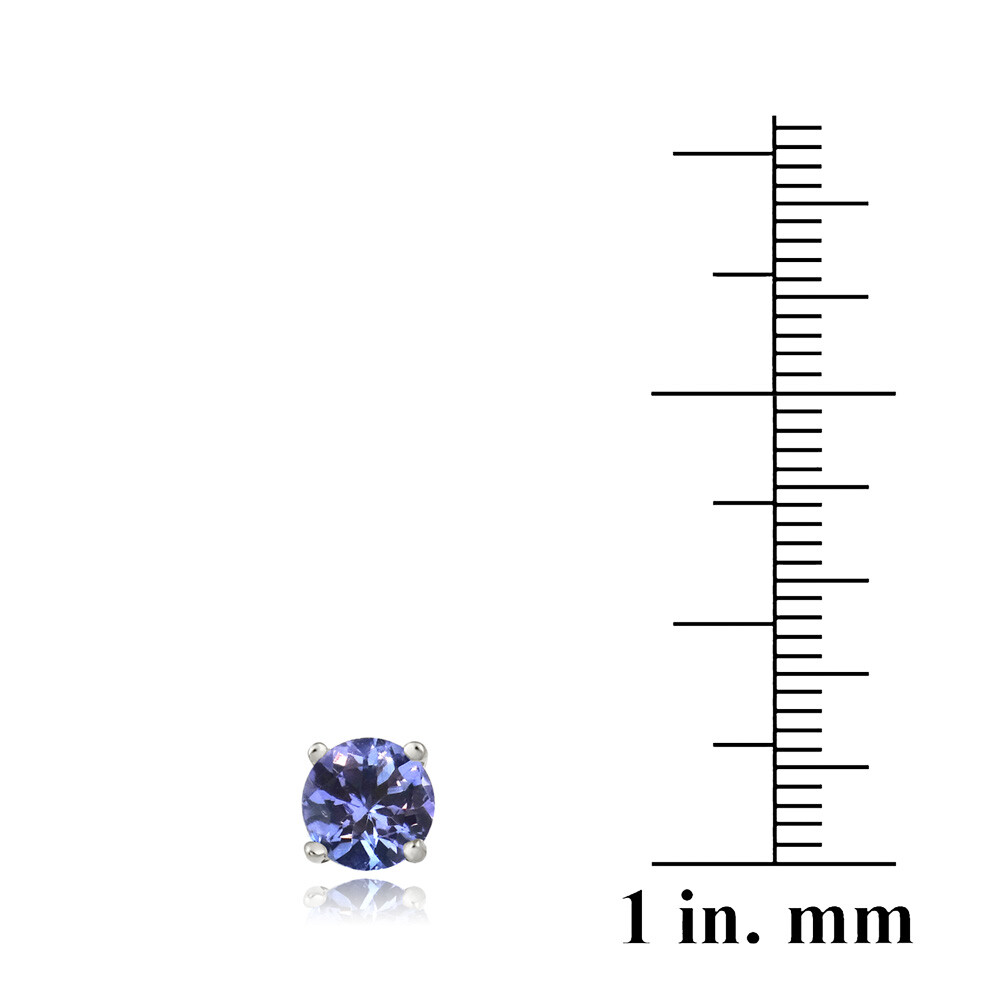 925 Silver 1.8ct Tanzanite Round 6mm Stud Earrings