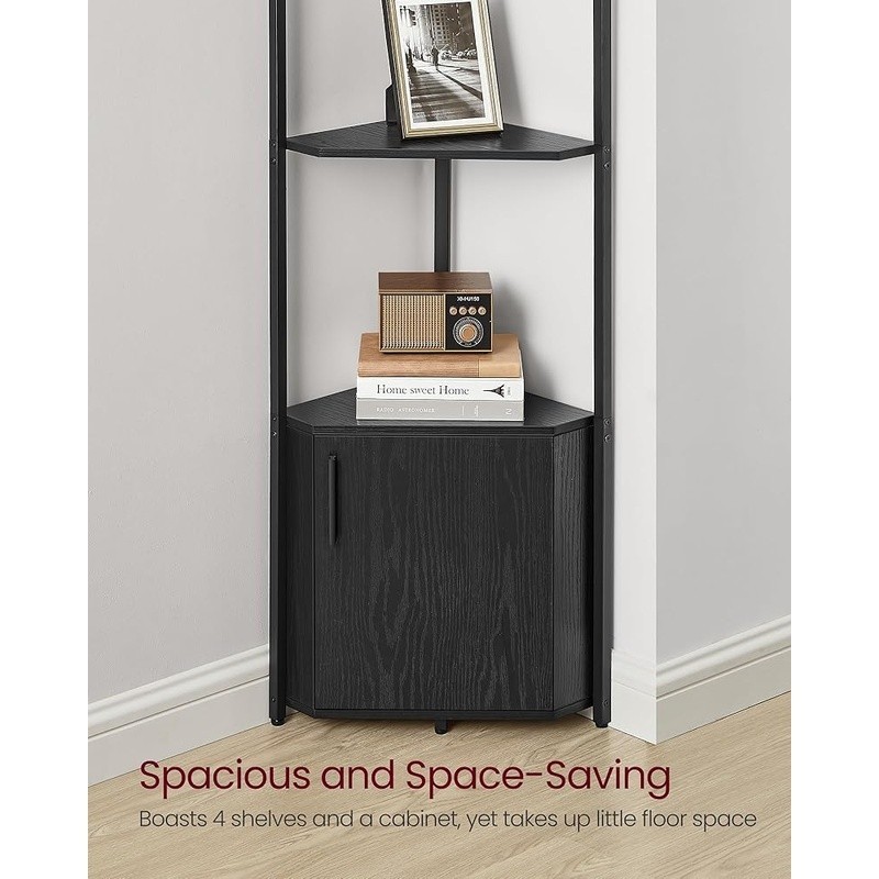Sturdy Corner Shelf Unit W/ 4 Open Shelves Easy Assembly Space Saving Design New