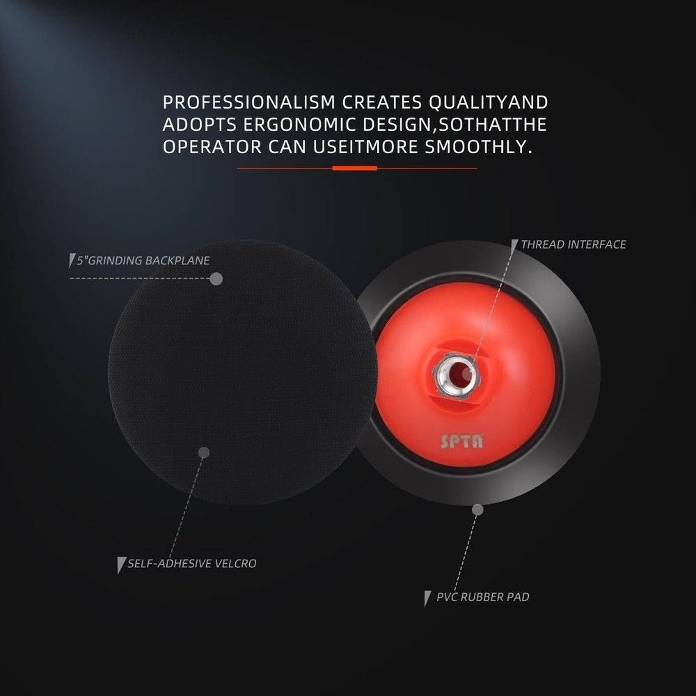 SPTA 2Pcs Rotary Flexible Backing Plate, 5" Orange