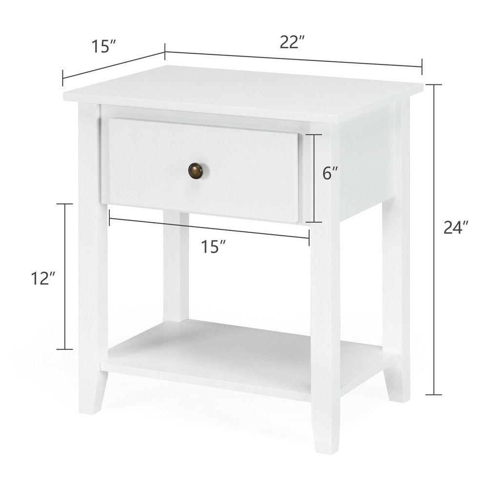 Costway Nightstand Beside Table Chest Sofa Table End Table Accent Table White