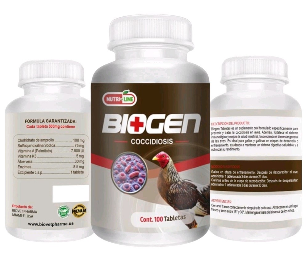 Biogen Solution treats 100 Tablets - Poultry, Roosters Chicken Nutri-line