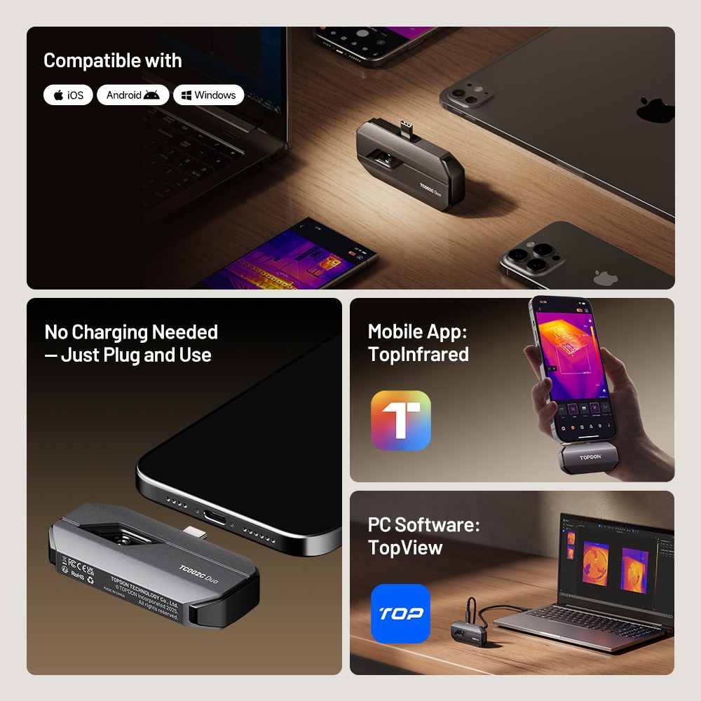 TopDon Thermal Imaging Camera for Apple, Androids & Windows Type-C Devices