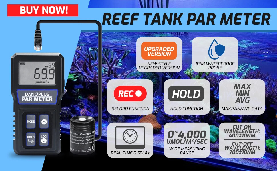 PAR Meter Light Tester PPFD Photosynthesis Quantum Meter Wavelength W/ Sensor