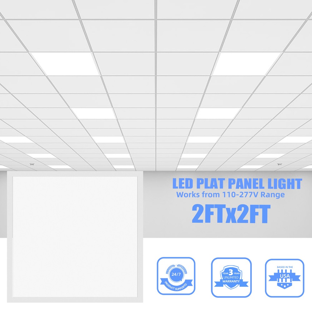 4Pcs 2X2FT LED Flat Panel Light 45W Dimmable Drop Ceiling Recessed Troffer Light