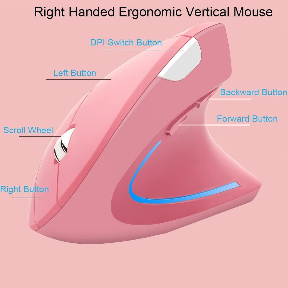 Wireless Ergonomic Vertical Mouse LED Optical Cordless with Side Buttons DPI