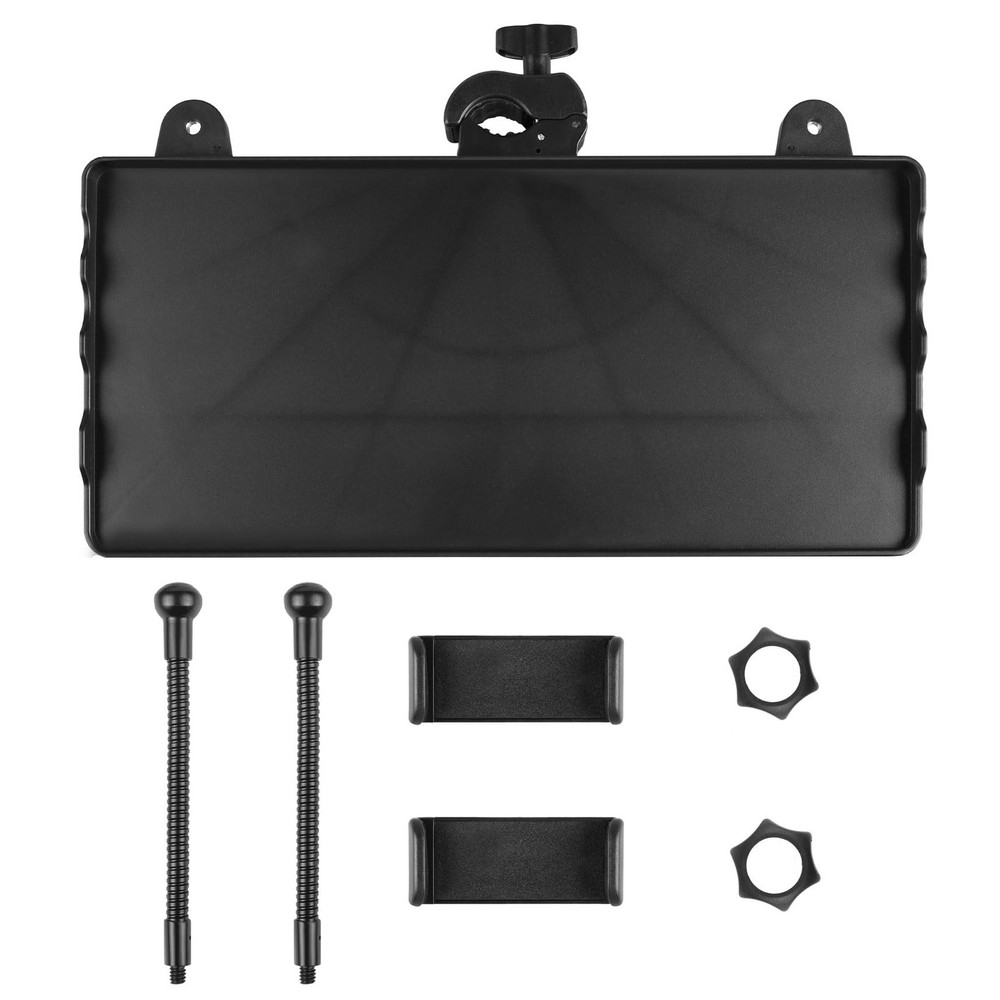 Universal Microphone Stand Plastic Tray With Dual Phone Holder Clamp-On
