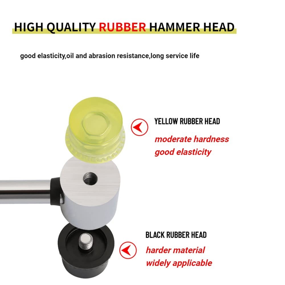 Kadimendium 2 Set Rubber Striking Head Hammer Replacement Tips Black,yellow