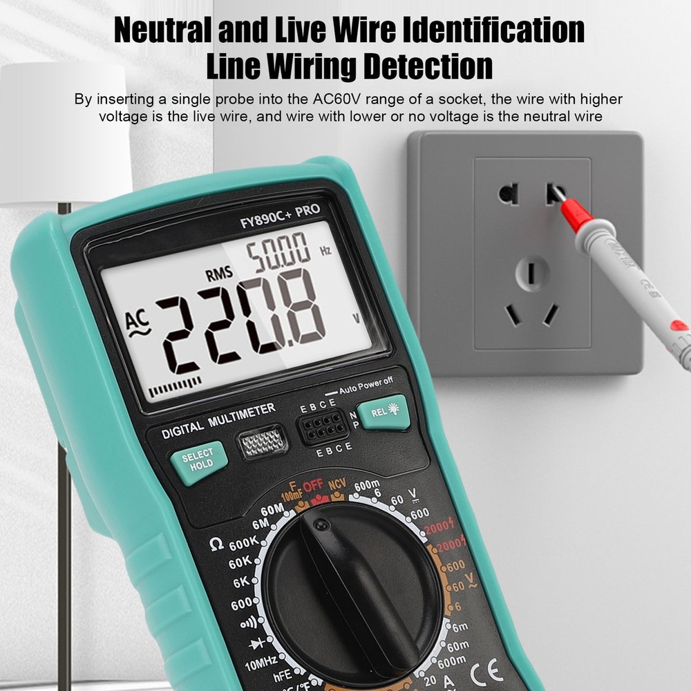 Digital Multimeter 6000 Counts Tester 2000V Voltage Current Capacitance Testing