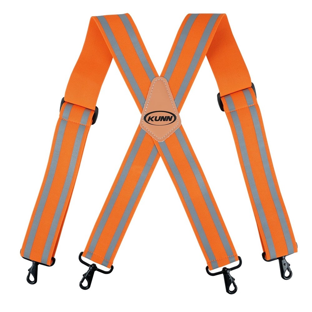 Men Reflective Work Suspenders 2" Elastic High Visibility Tool Belt Snap Hooks