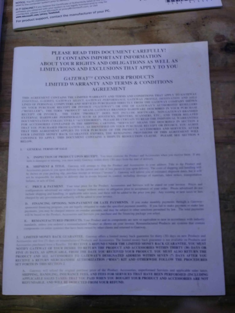 Gateway Computer User Guide EV 910 Using your PC System Restore LOT MAKE OFFER