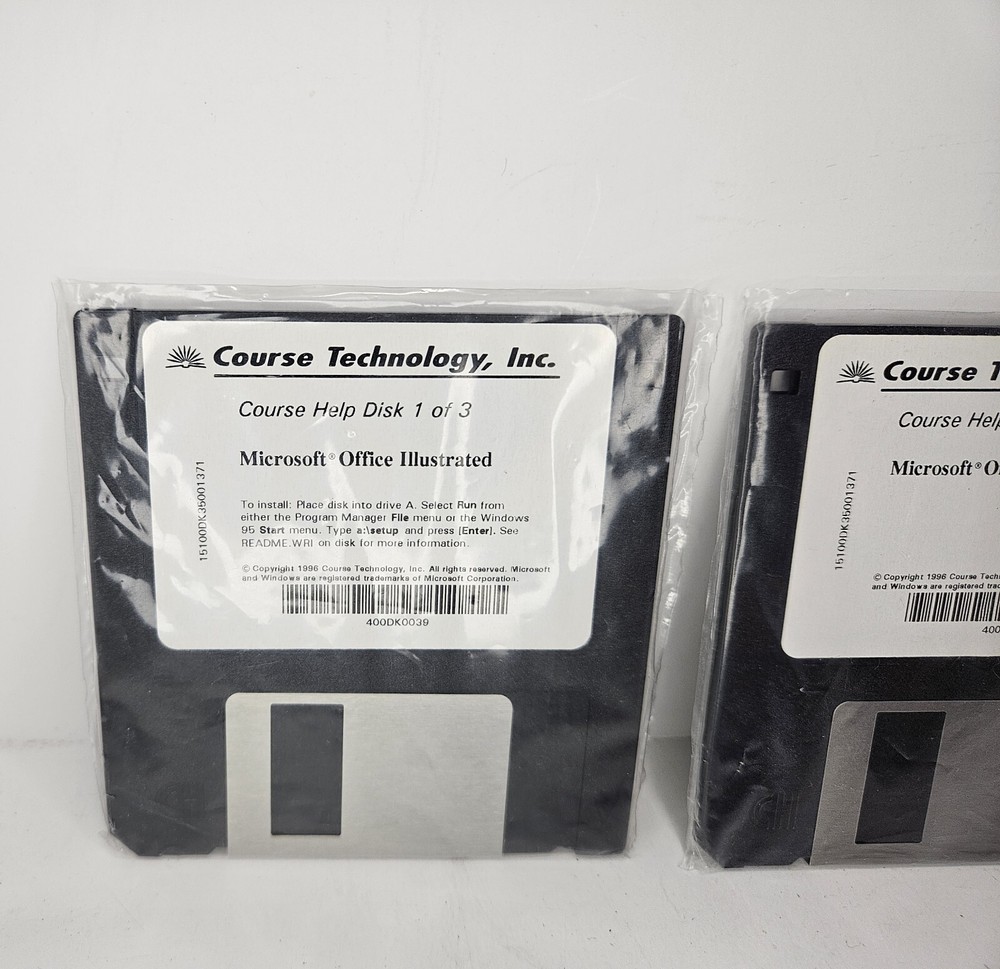 Vintage 3.5 Disk (4) Microsoft Office Illustrated Windows 95 UNTESTED