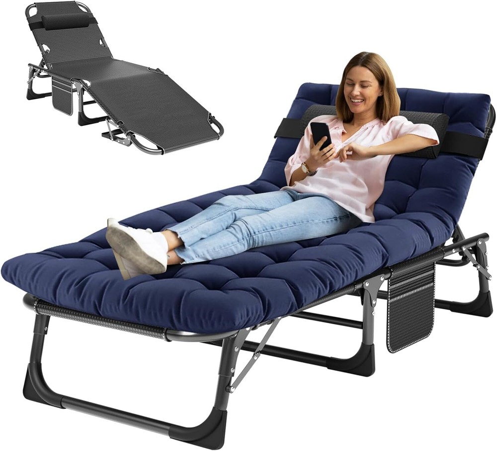 SLSY Folding Cot Adjustable 5-Position Folding Lounge Chair Sleeping Cot Bed