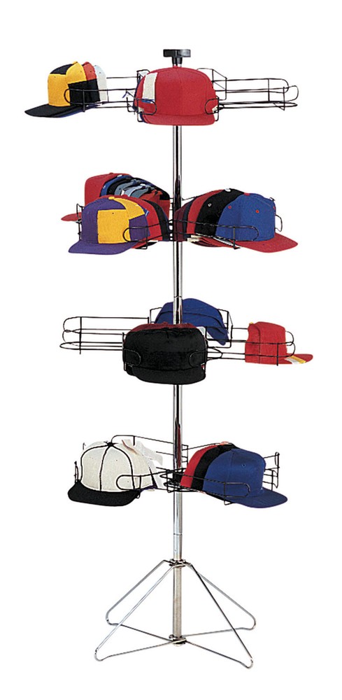 Cap Hat Baseball Rack Floor Standing 4 Tier Rotating Display Holds 96 Sport