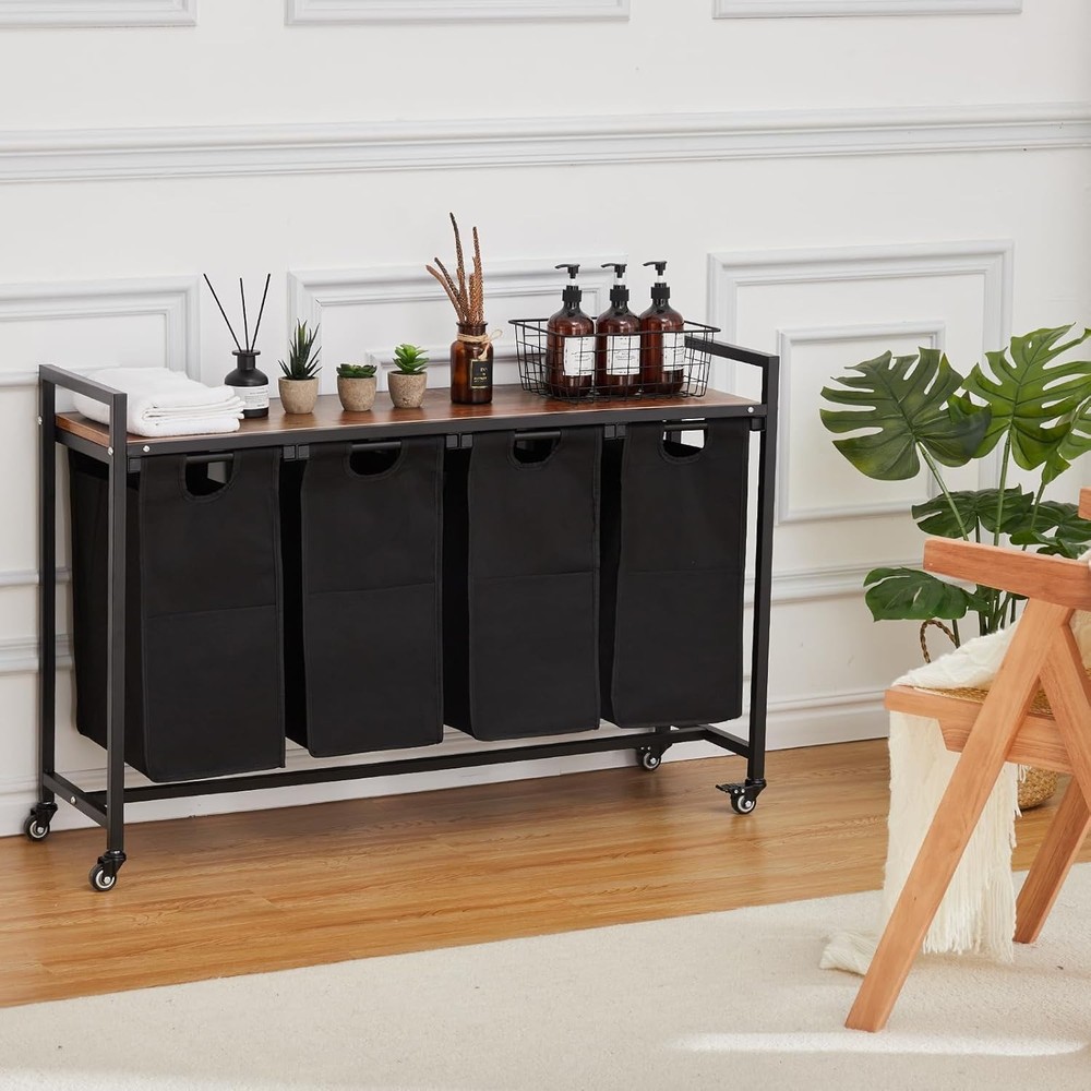 Portable Laundry Hamper Rack 2/3/4 Compartments Elevated Storage Organizer