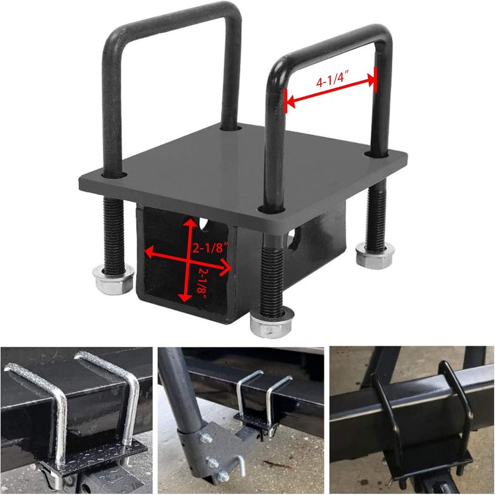 4'' Square RV Bumper Hitch 2.25'' Receiver Adapter Mount Black