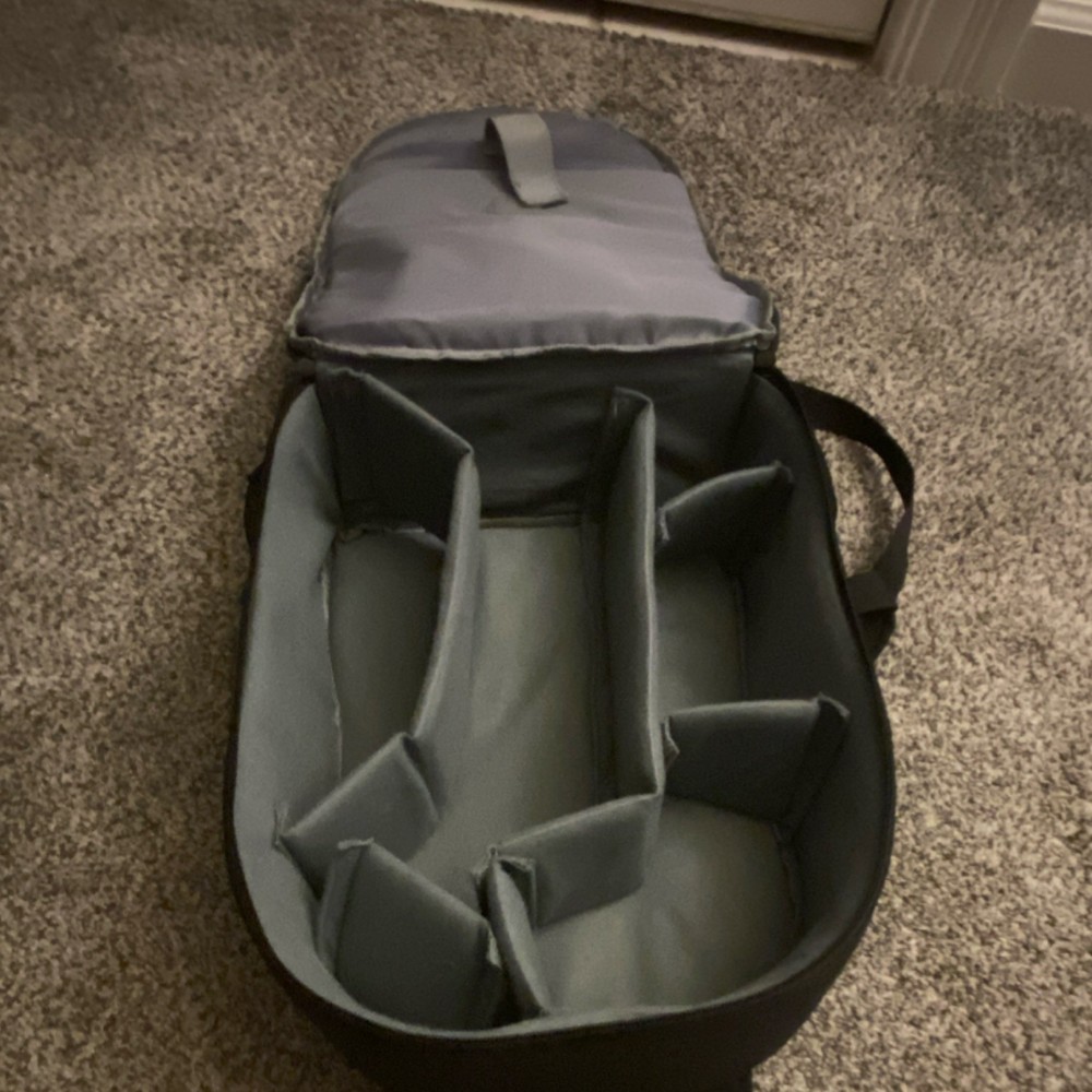 TARION Black Nylon Padded Camera Backpack with Accessory Compartments