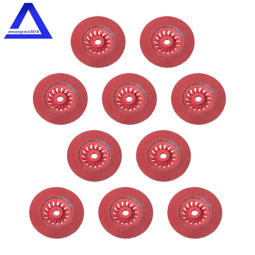 10Pack 4-1/2"×7/8'' with 4 different Grits T27 Ceramic Grain Flap Sanding Discs