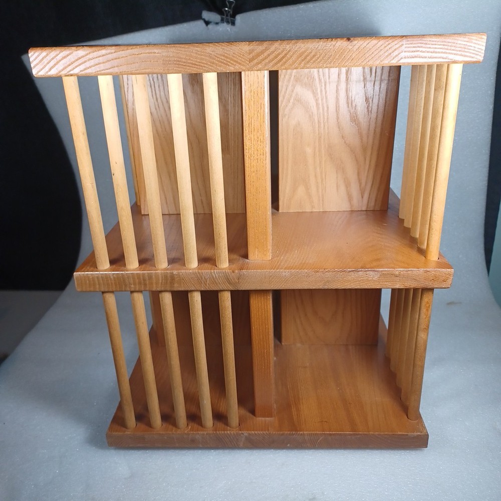 Cornwall Vintage Solid Wood CD Tower Rack Carousel Spinning Holds 80 CDs